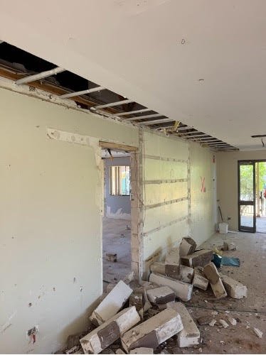 Partial wall removal during commercial strip out